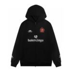 Balenciaga Paris Soccer Zip-up Hoodie Medium Fit 'Black White'(744457TPVS61070）