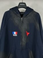 BALENCIAGA Embroidered Zip-up Hoodie Navy (720425-TNVK7-4100） - 图片 4