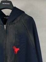 BALENCIAGA Embroidered Zip-up Hoodie Navy (720425-TNVK7-4100） - 图片 7