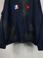 BALENCIAGA Embroidered Zip-up Hoodie Navy (720425-TNVK7-4100） - 图片 3