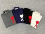 AMI Big Heart Logo Turtleneck Knit Black Men's Knit（H21K2030-18001） - 图片 5