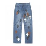 Chrome Hearts Fleur Knee Cross Patch Jeans (CH-FW22-569）