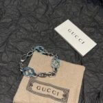 Gucci enamel interlocking G bracelet in silver and green（656787-J8410-8183） - 图片 3
