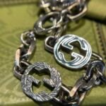 Gucci enamel interlocking G bracelet in silver and green（656787-J8410-8183） - 图片 2