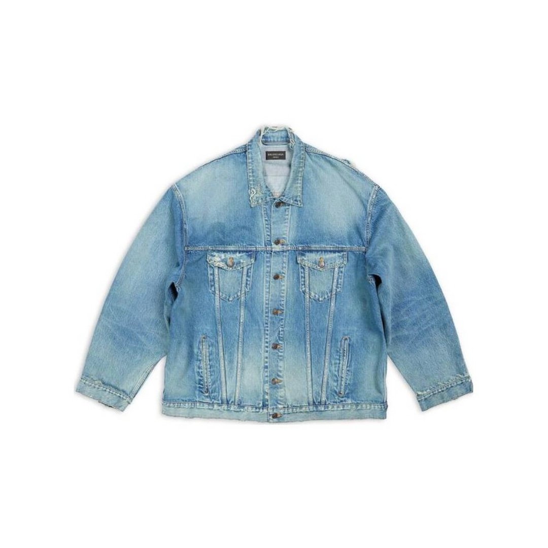 727840TNW014268-1 Balenciaga Washed Distressed Denim Jacket(727840TNW014268) - 图片 1