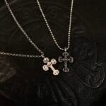CHROME HEARTS Mini Flame Cross Necklace - Ball Chain/Pearl Chain（CHROME HEARTS 052） - 图片 2