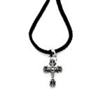 CHROME HEARTS Flame Cross Leather Cord Braided Necklace（CHROME HEARTS 060）
