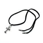 CHROME HEARTS Classic Cross Leather Cord Braided Necklace（CHROME HEARTS 063）