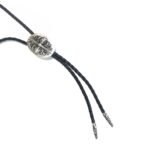 CHROME HEARTS Sterling Silver Cross Arabesque Leather Necklace（CHROME HEARTS 098）