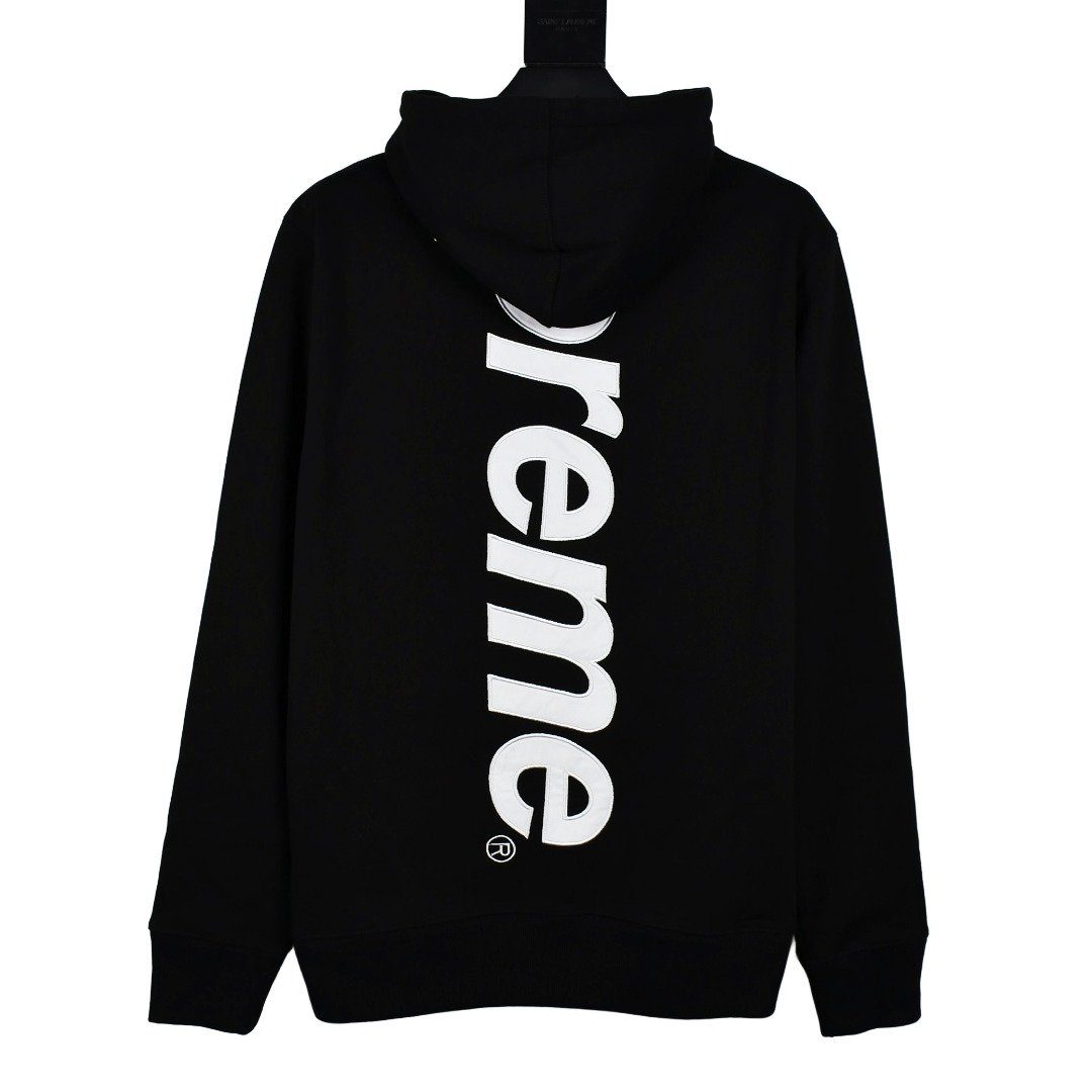 SUP-FW18-438-2 Supreme Satin Appliqué Hooded Sweatshirt“black”(SUP-FW18-438) - 图片 1