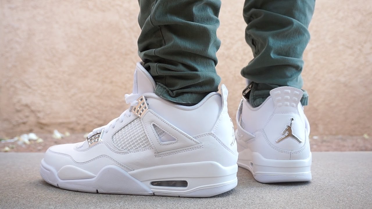 NIKE AIR JORDAN 4 PURE MONEY EARLY UP CLOSE ON FOOT LOOK HD HQ