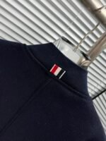 THOM BROW Navy Wool Cashmere Flannel Blouson Tonal 4-Bar Jacket  (MJO030A-06393-415） - 图片 9