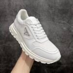 PRADA Leather and nylon high-top sneakers（2EE390_3LNW_F0009_F_G000）