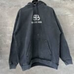 Balenciaga Logo Drawstring Hoodie (578135TGV74）