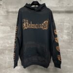 BALENCIAGA MENS Heavy Metal Logo Hoodie "Black" (739024TOVD81055）