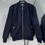 THOM BROW Navy Wool Cashmere Flannel Blouson Tonal 4-Bar Jacket  (MJO030A-06393-415） - 图片 2