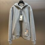 Burberry  Check Label Cotton Zip Hoodie in Black（81022761）