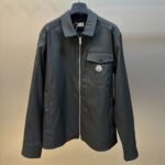 MONCLER Navy Blue Cotton Gabardine Zip-Up Shirt Jacket（J10912F0000257448781）