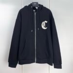 CELINE Zipped Hoodie 'Black/White'  (RY09I670Q-38AW）