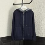 DIOR Men's SS21 Loose Zipper Hooded Jacket Navy Blue（113M221AT225-C585）