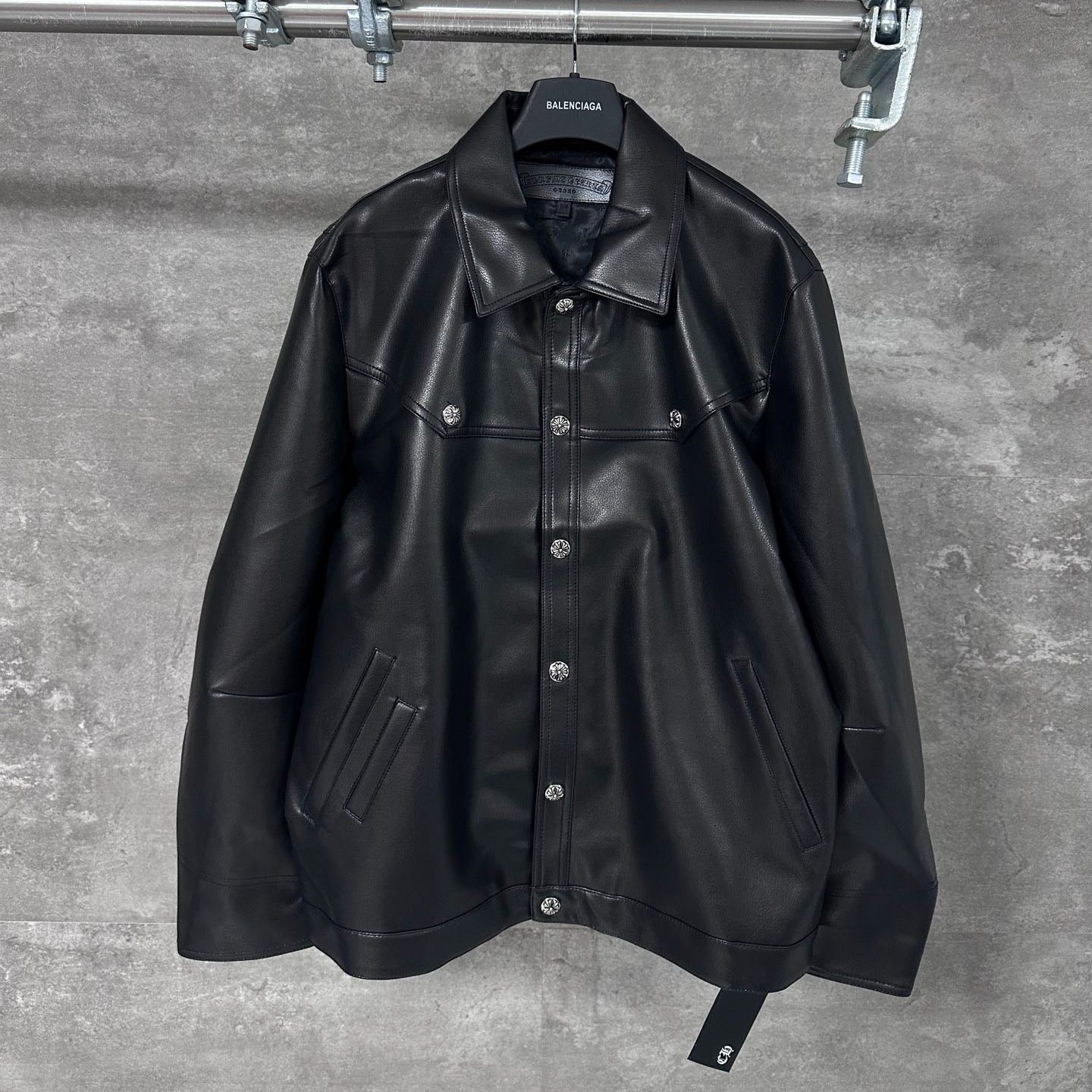 imageName1756701686843 Chrome Hearts Flame vine embroidered leather jacket (CH-0000136) - 图片 1