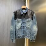 PRADA denim leather jacket (GEB257-1638-F0008-S-AA1）