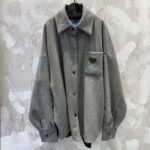 Prada Grey Cashgora oversized blouson (P668O-1Y5Z-F0031-S-212）