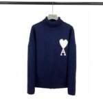 AMI Big Heart Logo Turtleneck Knit Black Men's Knit（H21K2030-18001） - 图片 2