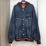 Balenciaga Men's Patched Denim Jacket in Blue/dark Grey (824304TRW624021）