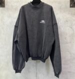 Balenciaga Faded Black 3B Sports Icon Crewneck Sweatshirt (852319TTVH71041）