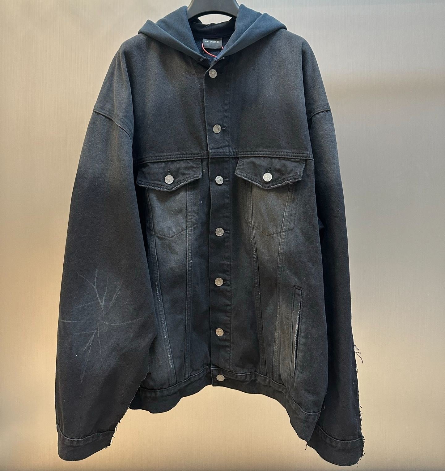 imageName1766384975043 BALENCIAGA Two-Tone Denim And Jersey Jacket(850703TTW671037) - 图片 1
