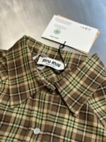 MIU MIU single-breasted plaid shirt jacket with lapel（MK1969-174R-F0C59） - 图片 8