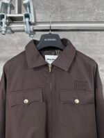 MIU MIU solid color lettering embroidered zip-up jacket（ML1053-144D-F0324-S-OOO） - 图片 3