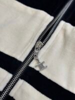 CELINE Men's Tracksuit Jacket in Velvet Jersey "Black/White"(RV0GB748Q-38AW） - 图片 7