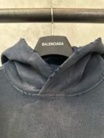 Balenciaga Tape Type Ripped Pocket Hoodie Oversized in black curly fleece(744190TOVB11055） - 图片 7