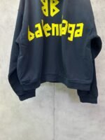 Balenciaga Tape Type Ripped Pocket Hoodie Oversized in black curly fleece(744190TOVB11055） - 图片 6