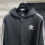 adidas BALENCIAGA Zip-Up Hoodie Small Fit "Black" (723754TNVN28482） - 图片 9