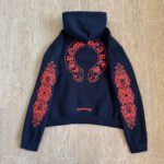 Chrome Hearts Navy&Red Horseshoe Floral Sleeve Pullover Hoodie (CH-200923） - 图片 2