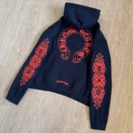 Chrome Hearts Navy&Red Horseshoe Floral Sleeve Pullover Hoodie (CH-200923） - 图片 6