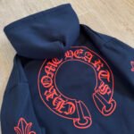 Chrome Hearts Navy&Red Horseshoe Floral Sleeve Pullover Hoodie (CH-200923） - 图片 12