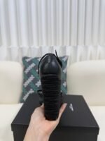 YSL Saint Laurent Logo High-Heeled Wedge Straw Leather Sandals / Heel Height 10.5CM - 图片 2